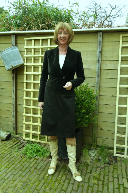Charcoal A-line skirt with different jackets