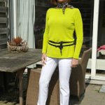A lime sweater creates lots of combinations