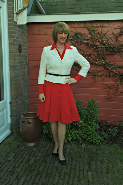 Red La Dress dress with two different jackets