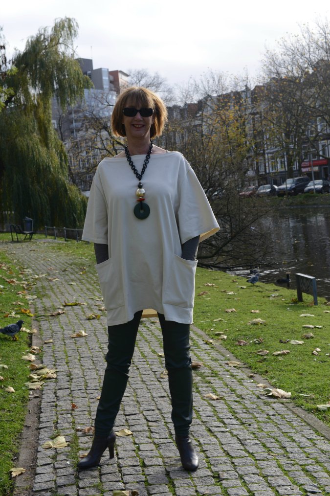 Green coated skinnies with cream tunic 7