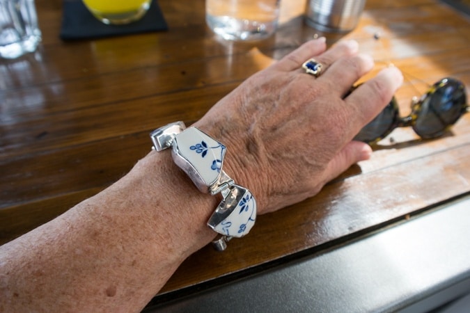 Silver and blue bracelet