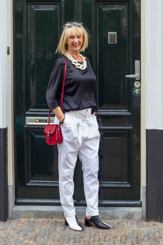 Black and white trouser outfit