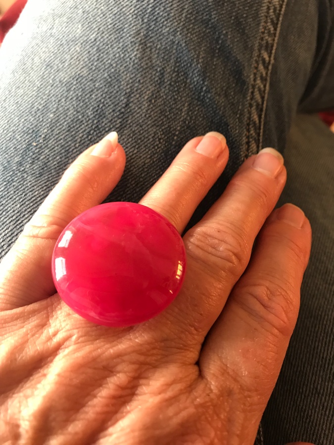 rosy red plastic ring