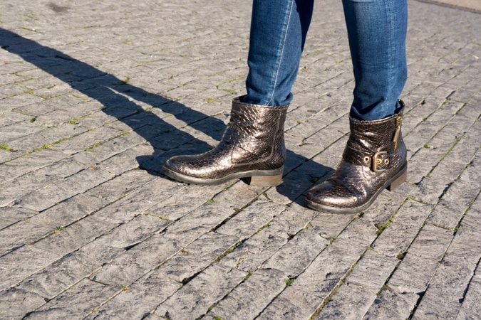bronze ankle boots