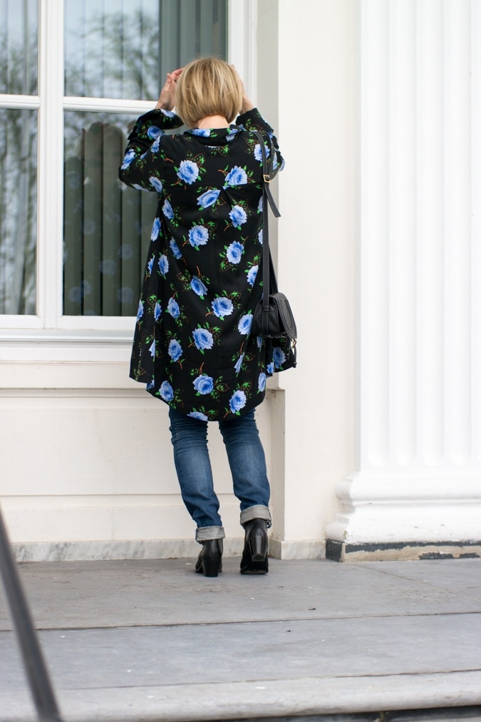 black dress with blue flowers by Essentiel
