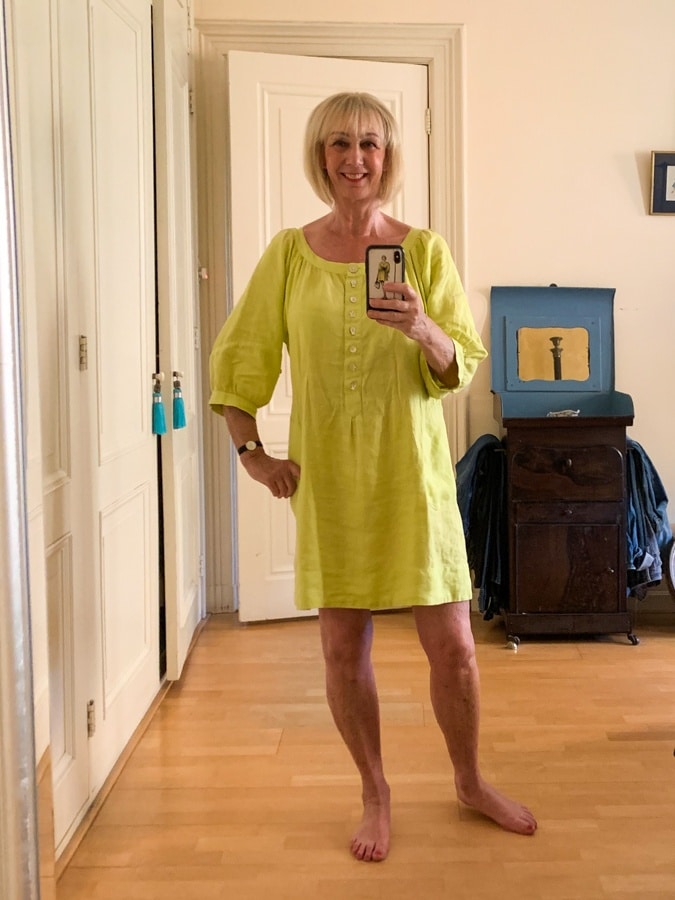 Lime yellow linen dress