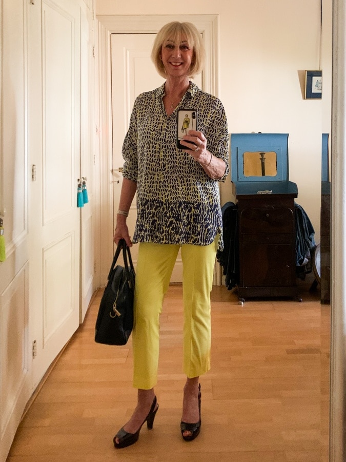 Lemon yellow trousers with tunic shirt