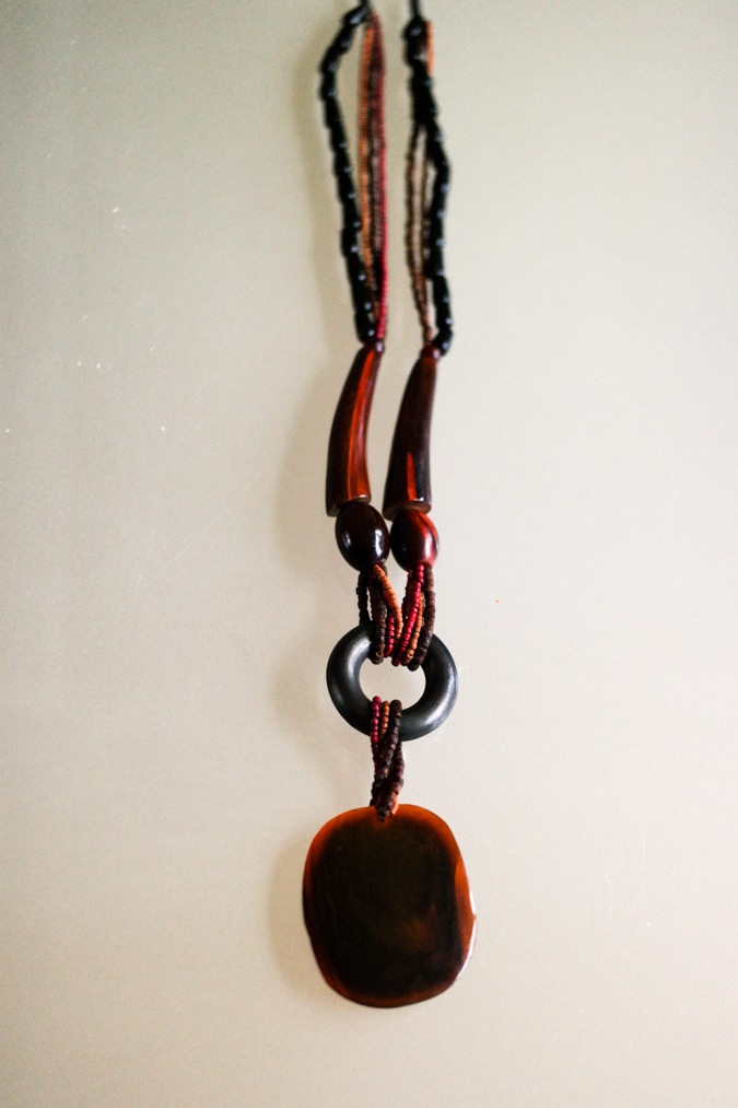 long brown necklace