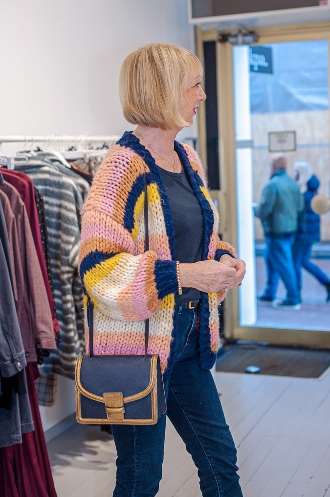 Multi-coloured knitted cardigan