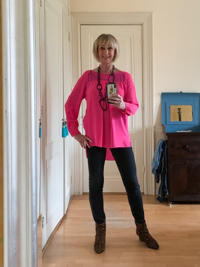 Outfit on Tuesday with pink tunic