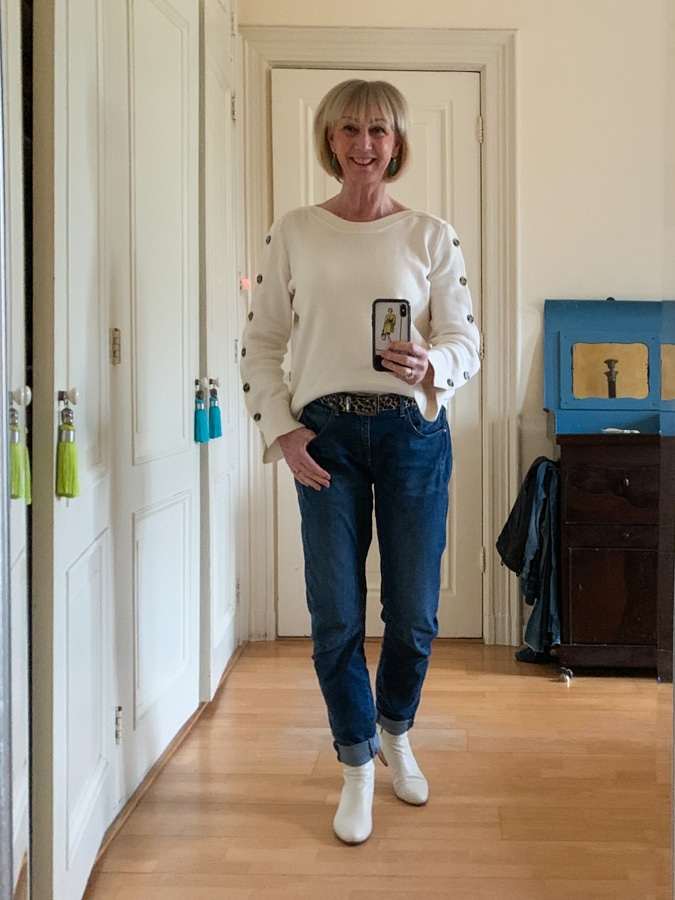 Cream jumper with buttons