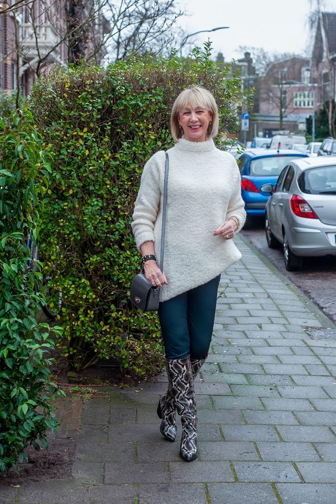 Python boots with an oversized jumper