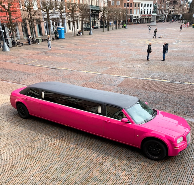 Bubble gum pink stretch limo