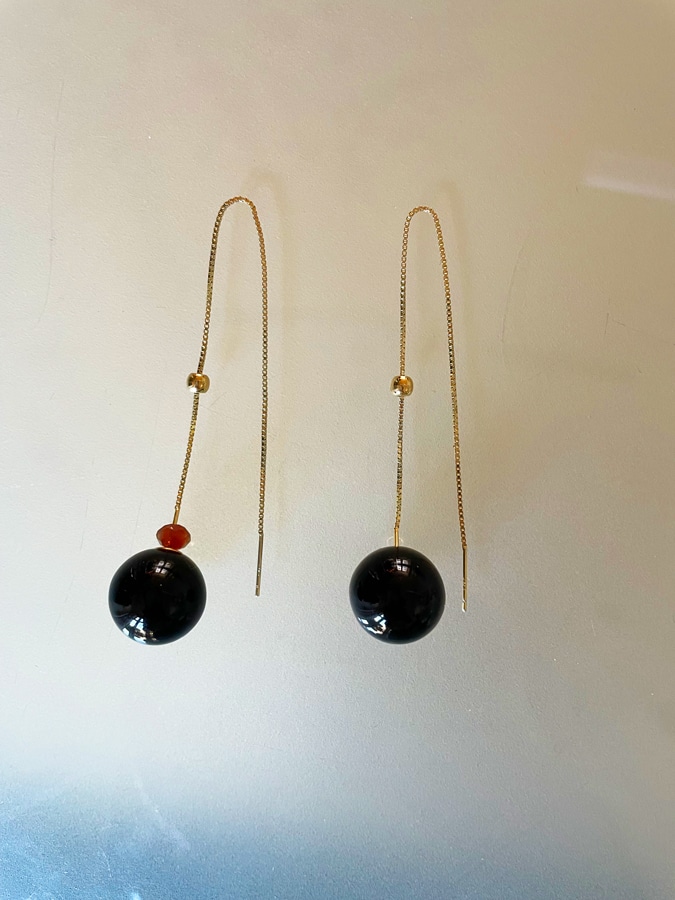 Black chain earrings by Lara Design