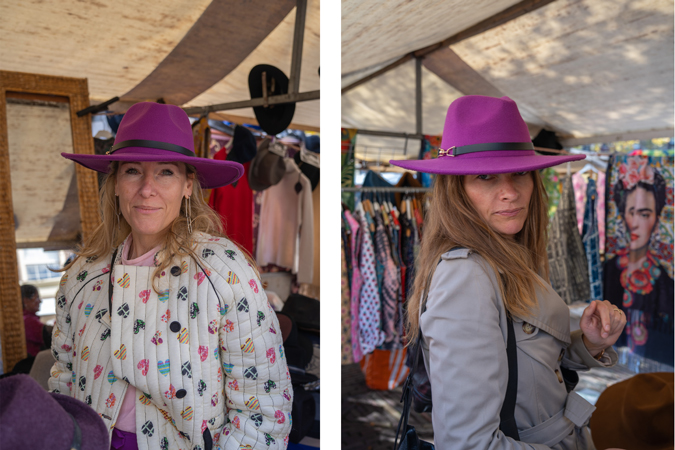 Sabine and Anke with a purple hat
