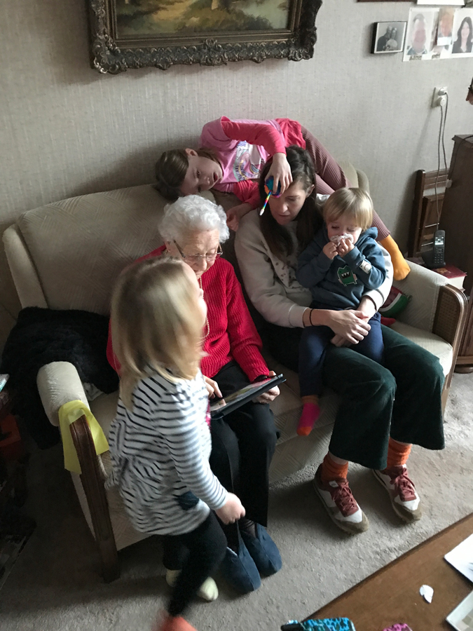 Mum with granddaughter and great grandchildren