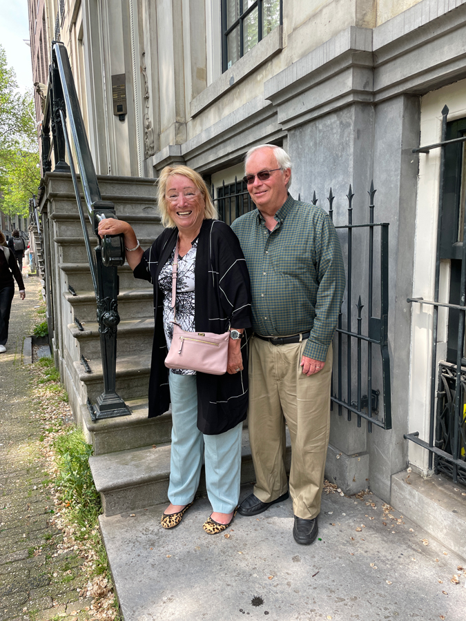 Brian and Susan on stairs in Amsterdam