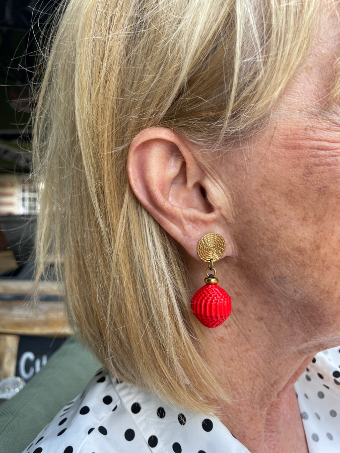 Red corrugated cardboard earrings