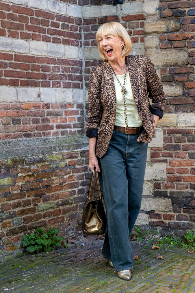Leopard blazer with jeans