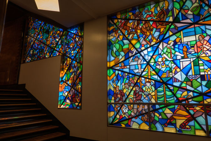 Stained glass in department store Bijenkorf