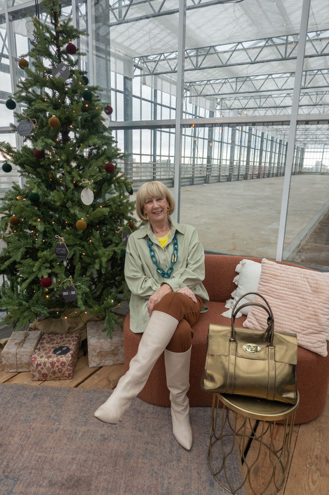 Mint green shirt with brown trousers