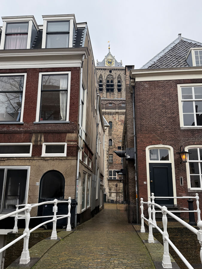 Alley with church in Delft