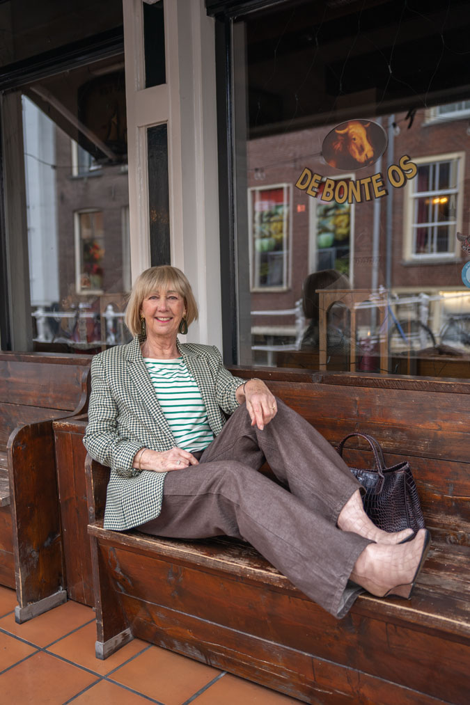 green and cream houndstooth blazer