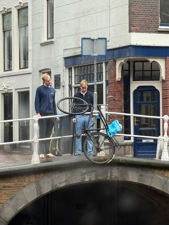 Strange hanging bicycle