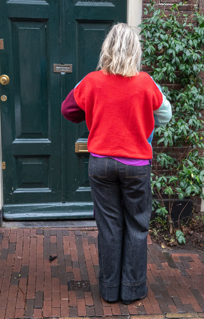 The back of Marjolein's jumper