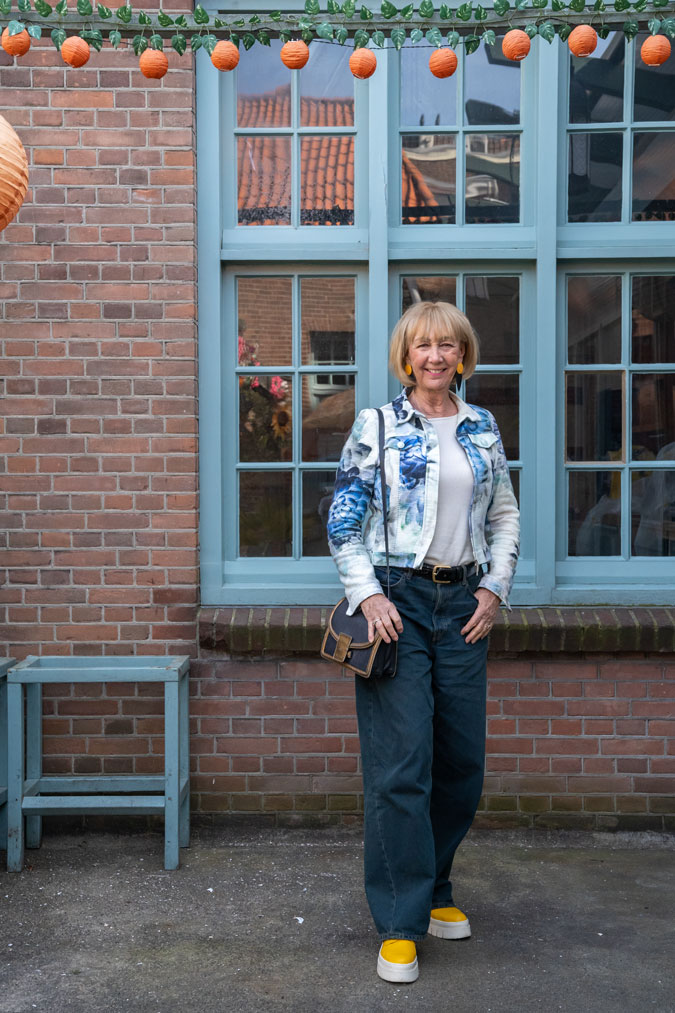 Blue and white floral jacket
