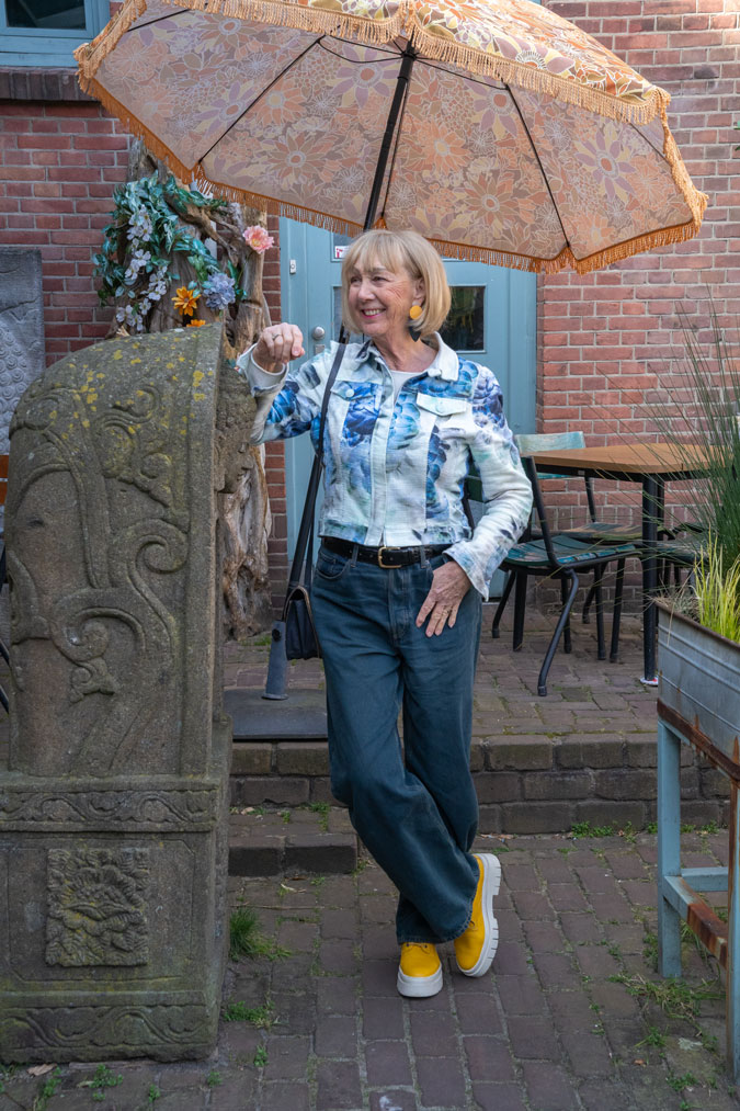Blue and white floral jacket