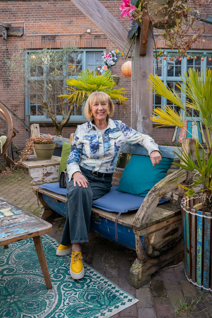 Blue and white floral jacket
