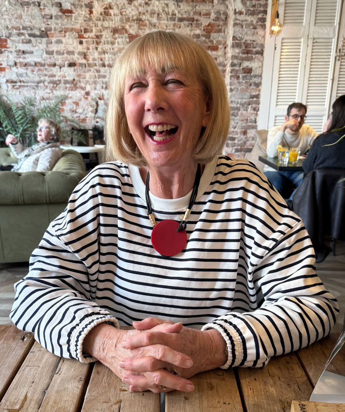 Blue and white striped sweater