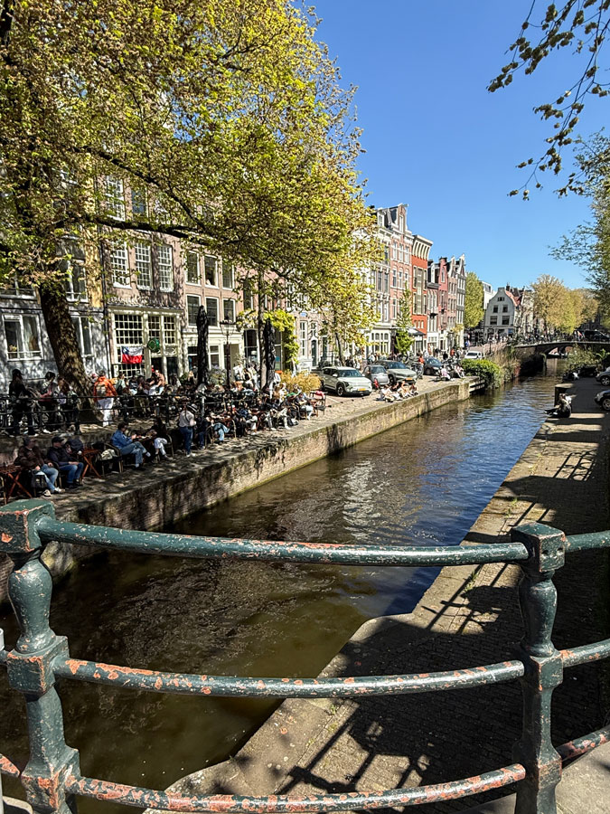 Canal in Amsterdam with terrace