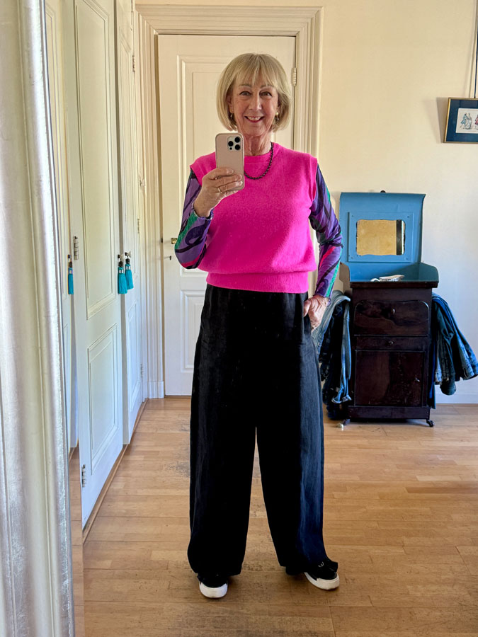 Pink, black and purple outfit