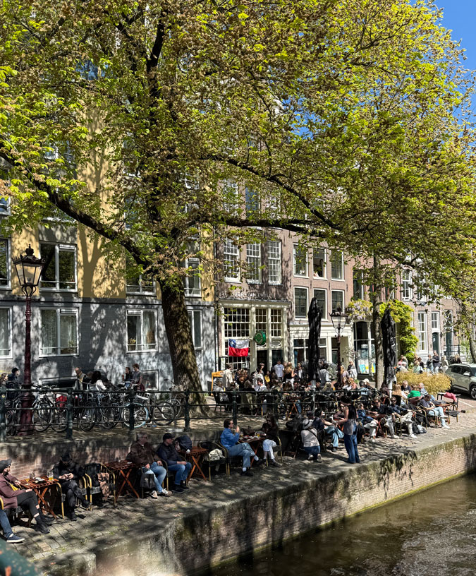 Terrace at a canal in Amsterdam