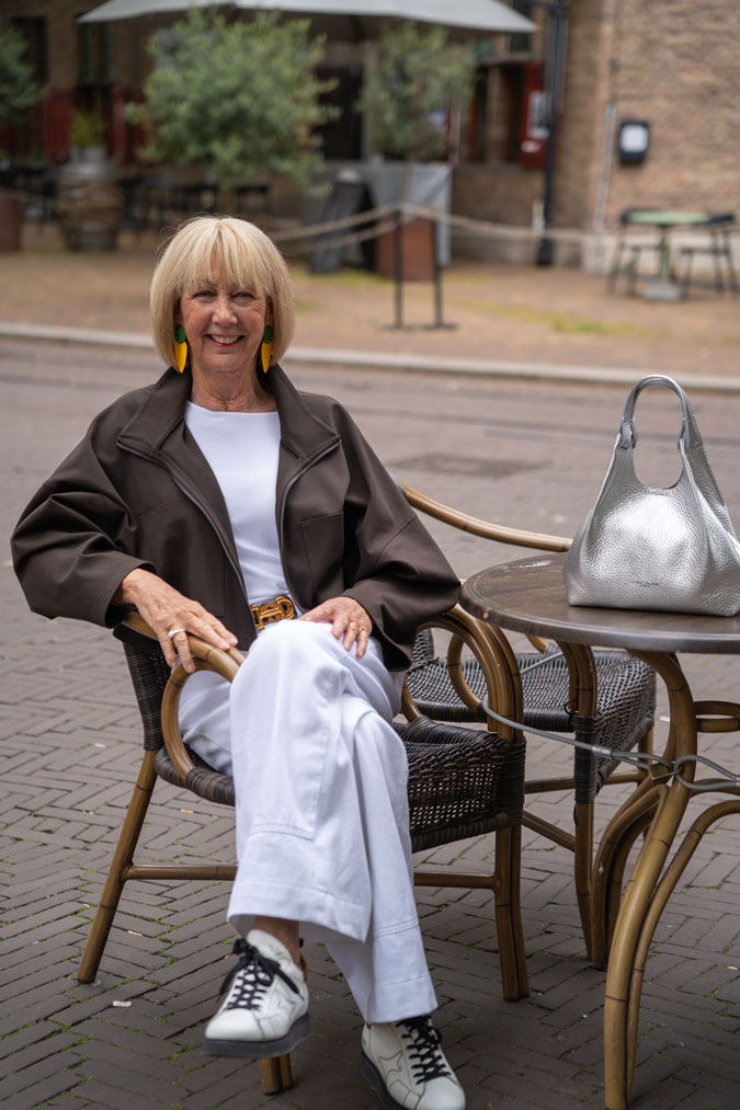 Wide white trousers