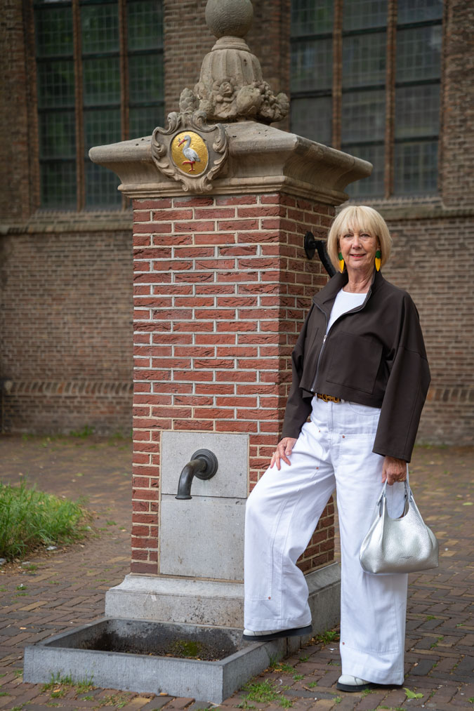 Wide white trousers
