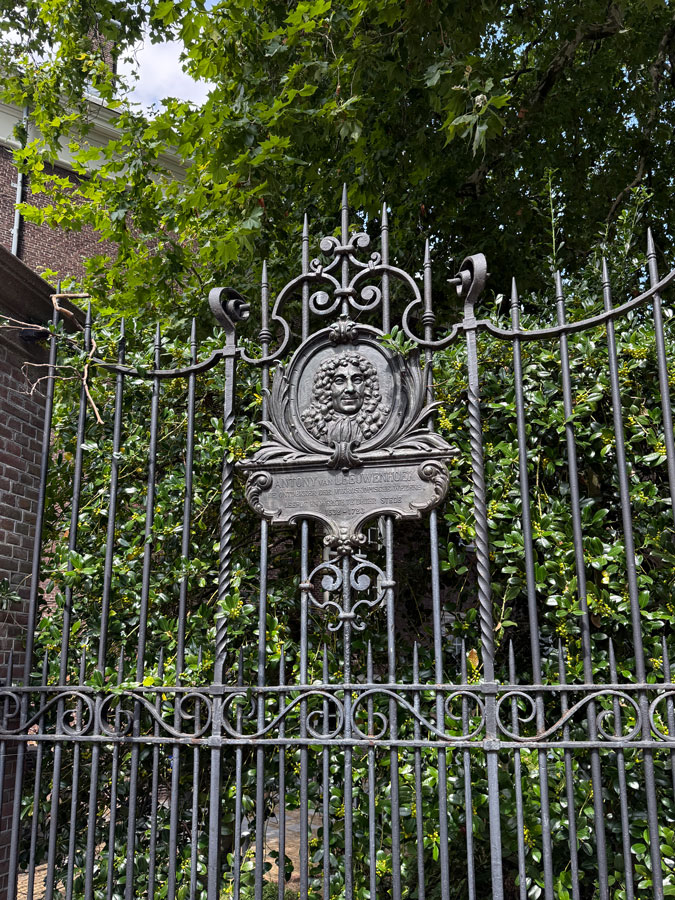Anthony van Leeuwenhoek gate. The discoverer of microscopic creatures