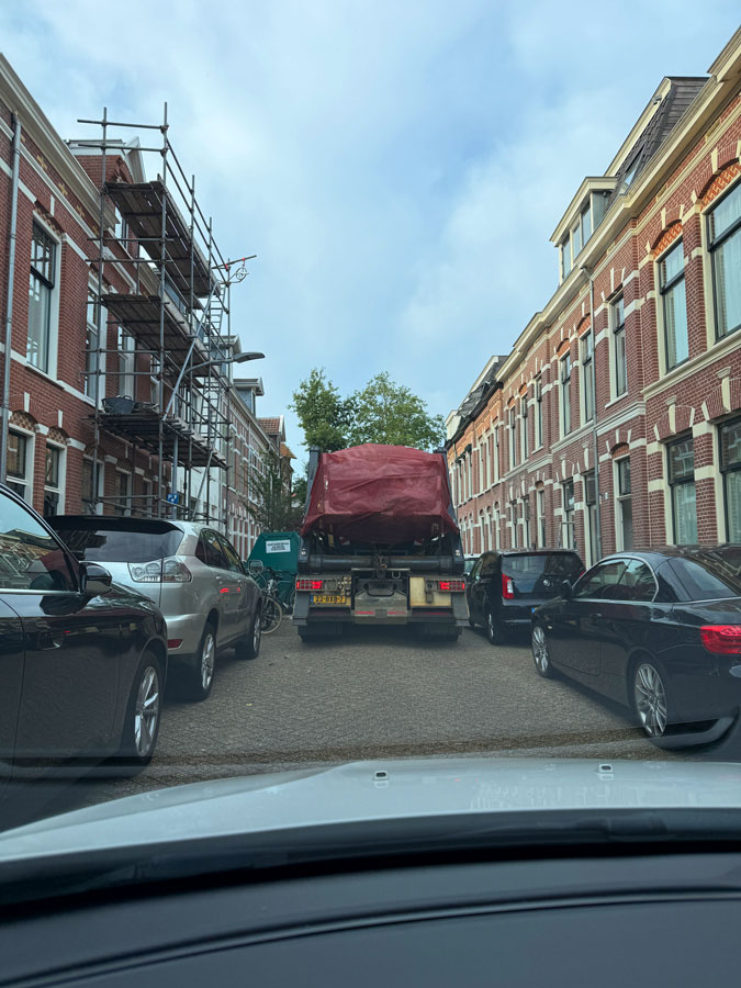 Narrow streets and a truck
