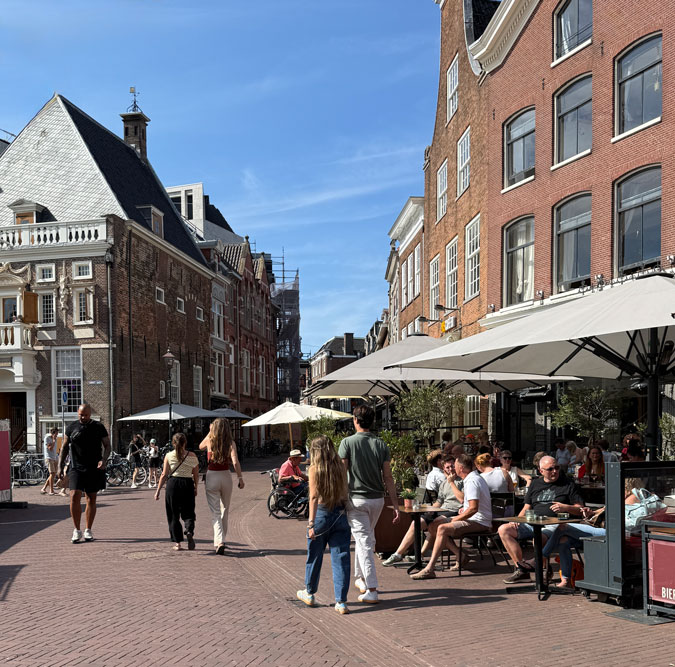 Terrace in Haarlem on a sunny day