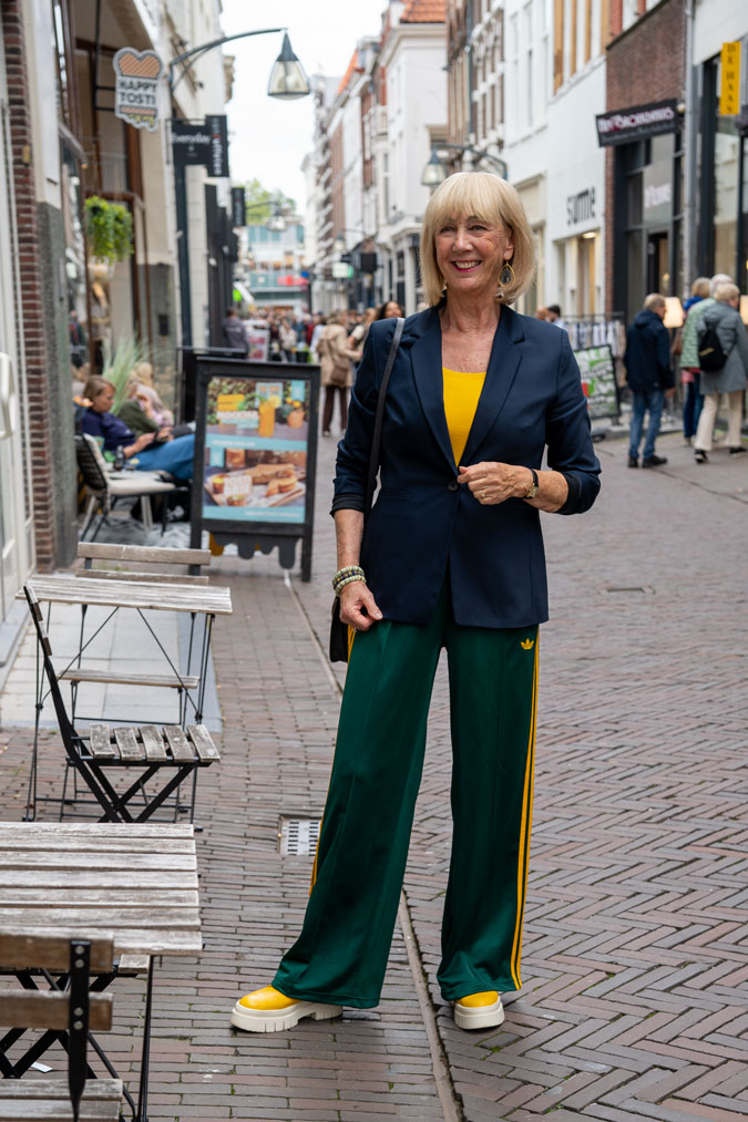 Green Adidas trousers