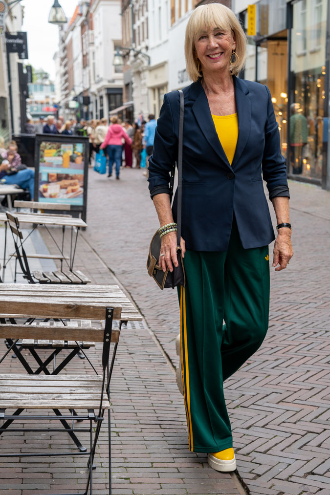 Green Adidas trousers